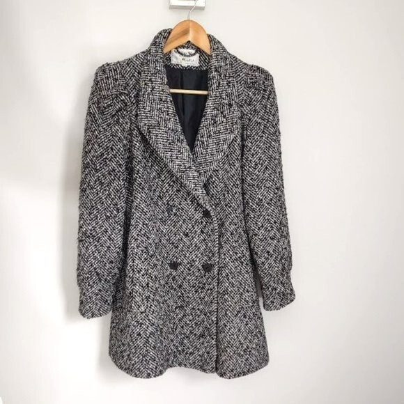 Vintage 80s Weather Wise by Micki Womens Wool Blend Speckled Pea Coat - Picture 2 of 13